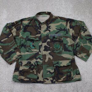 US Air Force Camo Jacket Men Large Green Woodland Camouflage Terry Manufacturing